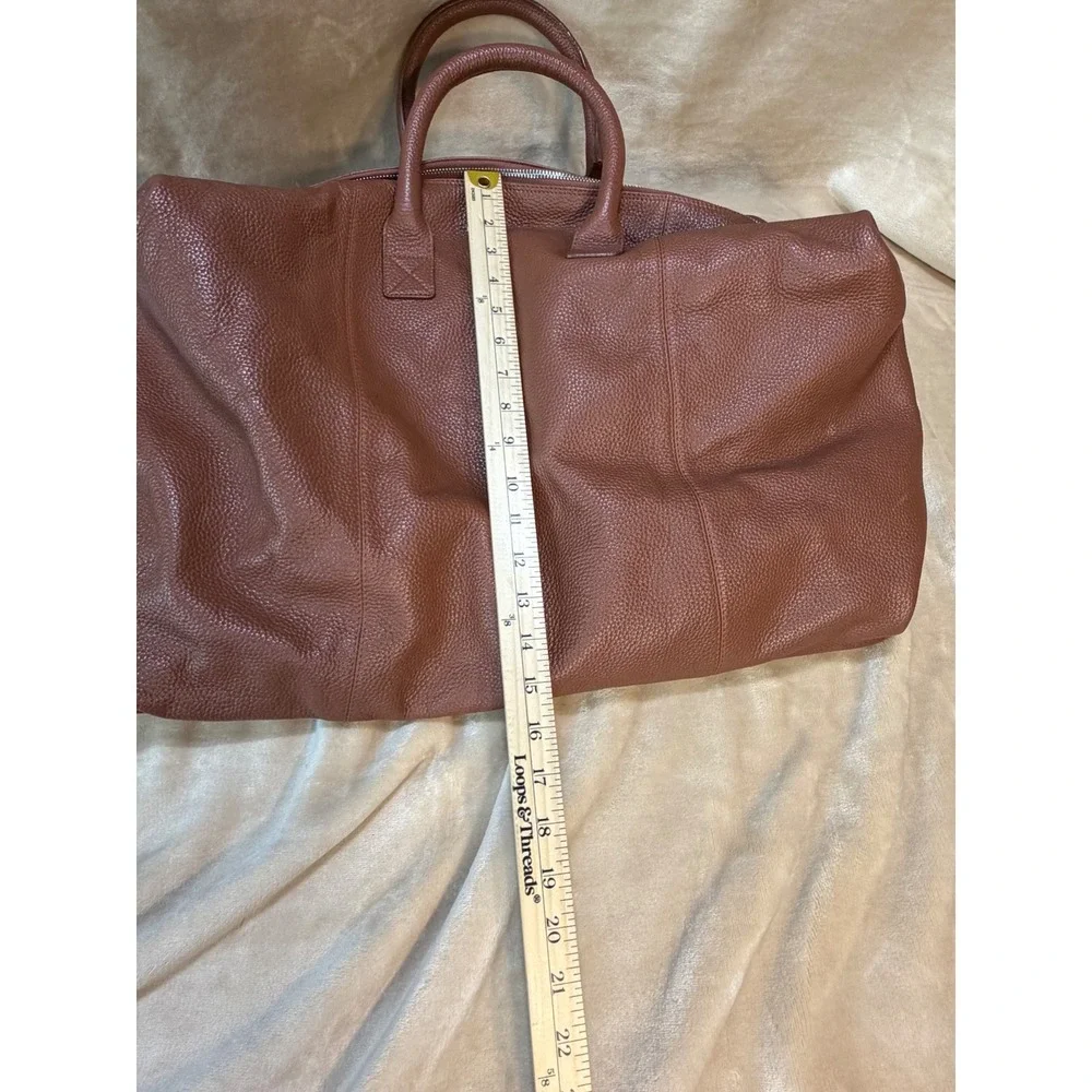 Royce New York Duffel Bag Unisex Large Brown Pebbled Leather Weekender Travel